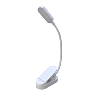 LED boglampe med klemme - Genopladelig - Hvid